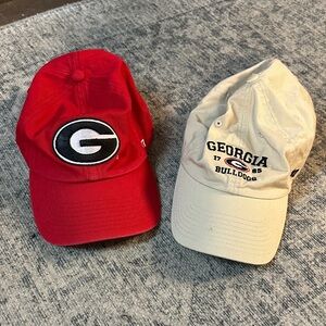 Georgia Bulldogs Red Logo Cap & Khaki Georgia Bulldogs Hat